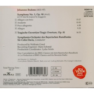 BRAHMS - Davis - Symphonie n°3 pour orchestre en fa majeur op.90